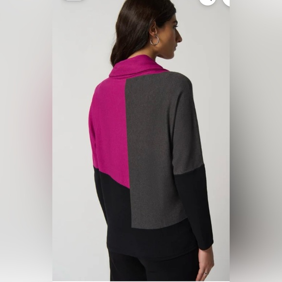 Joseph Ribkoff Pink, Gray, and Black Colorblock Sweater size L - Picture 2 of 8